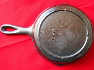 Vintage Lodge Cast Iron 3 Sk D Made In Usa 3 - Notch 5 - 1/2 " Skillet Frying Pan