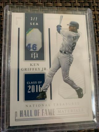 2019 Panini National Treasure Ken Griffey Jr Hall Of Fame Laundry Tag Relic 3/7