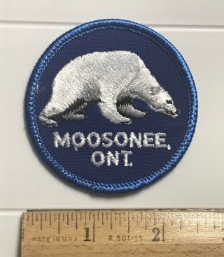 Moosonee Ontario Canada White Polar Bear 2.  5” Round Embroidered Patch Badge
