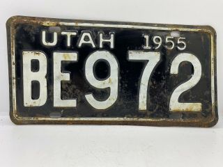 Old Rat Rod Barn Find Antique Automobile Vintage 1955 Utah License Plate Be 972