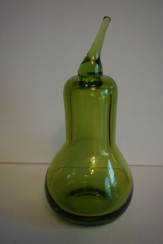 Vintage Viking Art Glass Green Pear Paperweight - Hand Blown