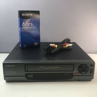 Emerson 4 Head Vcr Vcr3000 Video Cassette Recorder Sony T - 120 Vhs Tape Cable