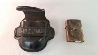 Harley Davidson Lighter Double Eagle Flame With Pouch 207i