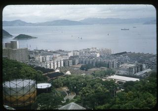 35 Mm Color Slide Photo,  View Of Kennedy Town From Above Hong Kong June 1958