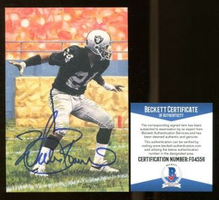 Willie Brown Signed Goal Line Art Glac Autographed Raiders Bas F04556