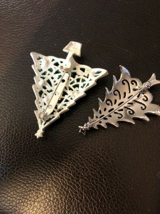 Vintage Designer Signed Rhinestone Christmas Tree Pin Brooch 2
