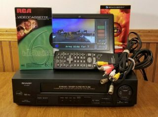 Sharp Vc - A410u Vcr 4 Head Vhs Player Recorder With Remote Cables Tape