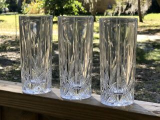 Three Vintage Cut Crystal Tall Highball Drinking Glasses - Glasses