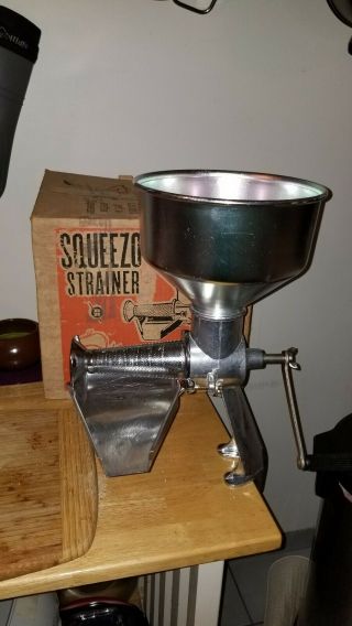 Vintage Squeezo Strainer Metal Food Canning Freezing Food Mill