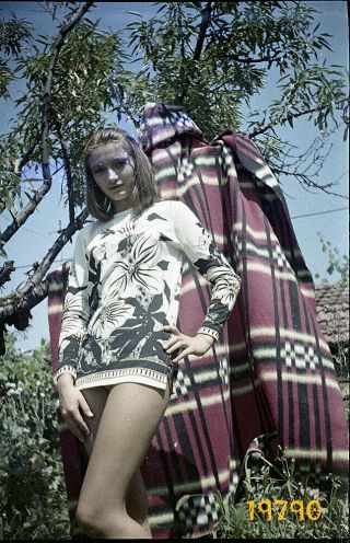 Skinny Girl Posing In Mini Clothes,  Legs 1970s Vintage Fine Art Negative
