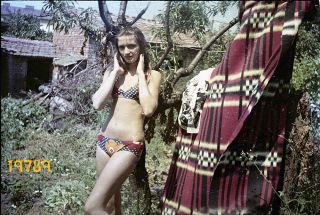 Skinny Girl In Bikini,  1970s Vintage Fine Art Negative