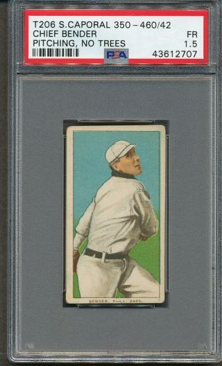 T206 Chief Bender Pitching No Trees Psa Fr 1.  5 Sweet Caporal 350 - 460/42 2707