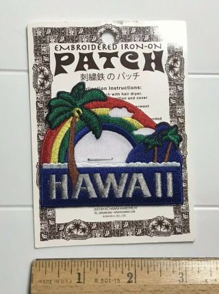 Nip Hawaii Rainbow Palm Trees Hawaiian Souvenir Iron - On Embroidered Patch Badge