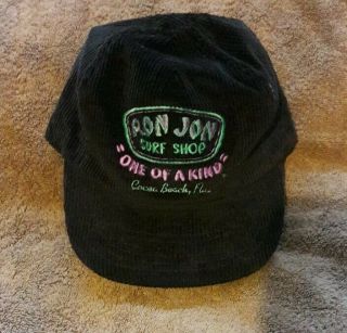 Vintage Ron Jon Surf Shop Cocoa Beach Florida Corduroy Black Cap Hat
