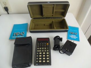 Vintage Hewlett Packard Calculator Hp 45 W/hard Case And Accessories.