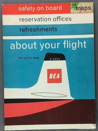 Bea British European Airways Safety Card Comet 4b Vanguard Viscount Route Maps