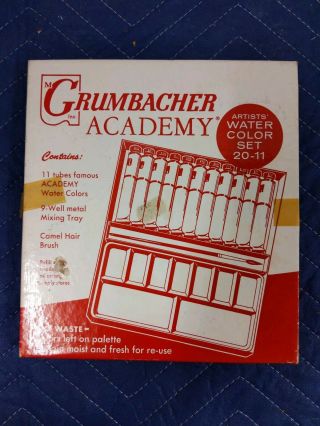 Vintage Grumbacher Academy Artists Water Color Set 20 - 11