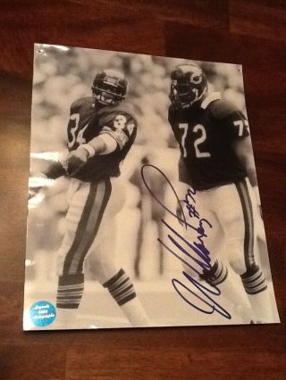 Signed B&w Photo William " The Refrigerator " Perry With Walter Payton 8x10 With