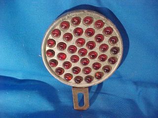 1930s Automobile Bumper Reflector W Red Glass Jewels