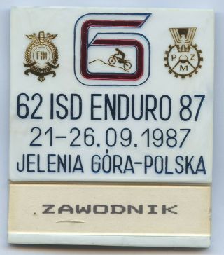 Poland Jelena Gora Fim Isd 62th Six 6 Days 1987 Enduro Motorcycle Plastic Badge