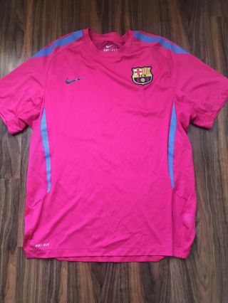 Fcb Barcelona Pink Nike Dri Fit Performance Soccer Jersey Size Large L
