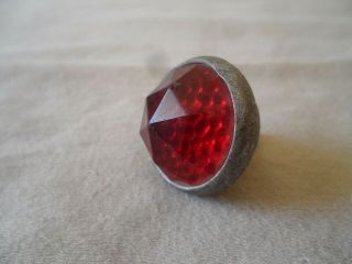 Vintage Motorcycle Automobile Red License Plate Tail Light Glass Jewel Reflector