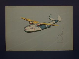 Martin Mariner Wwii Airplane Print By Harry Jaffee 1940s Rudolf Lesch York