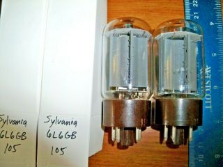 2 Strong Matched Sylvania Gray Plate Side O Getter 6l6gb Tubes