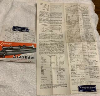 Vintage Lyman Alaskan Hunting Scope Brochure & Papers Paperwork