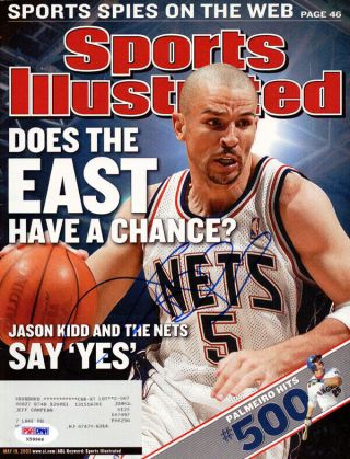 Jason Kidd Autographed Signed Sports Illustrated Jersey Nets Psa X59966