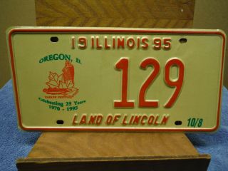 Illinois Oregon Autumn Parade Festival 1995 License Plate 129