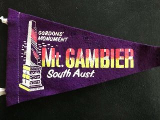 Mt.  Gambier South Australia Vintage Two Sided Felt Souvenir Pennant Flag
