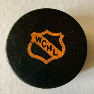 1970 ' s WCHL Official Hockey Puck Lethbridge Bronco Hockey Club WHL Western LEAG. 2
