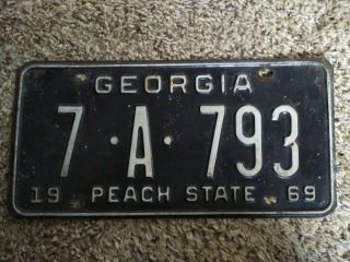 1969 69 Georgia Car Tag License Plate L@@k Peach State