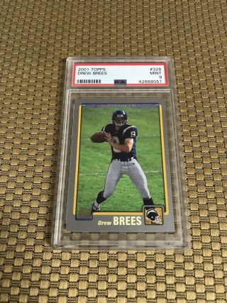 2001 Topps 328 Drew Brees Rc Card Chargers / Saints Psa 9