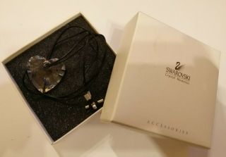 Vintage Large Swarovski Heart Crystal Thong Necklace