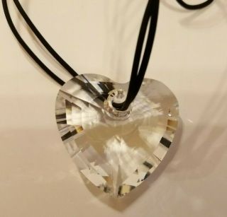 Vintage Large Swarovski Heart Crystal thong necklace 2