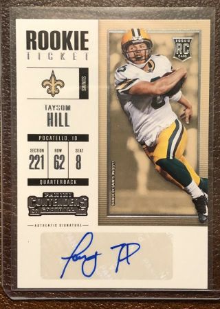 Taysom Hill - 2017 Panini Contenders Rookie Ticket Auto Rc Orleans Saints