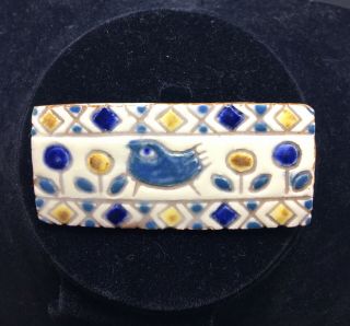 Vintage Ceramic Hand Made Painted Bird Pin Brooch Karin Og Aase Danmark Denmark