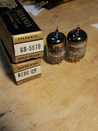 Nos Matched Pair Sylvania Gb - 5670 Gold Pin Tubes Hickok 752