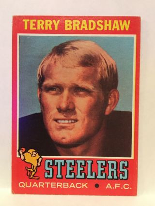 1971 Topps Terry Bradshaw Pittsburgh Steelers 156 Football Card Very Good,  \ Ex