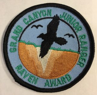 Grand Canyon Raven Award Junior Ranger 3 " Round Lt Blue Green Sand Black Patch