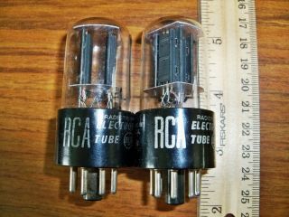 2 Strong Matched Rca Black Plate Bottom D Getter 6sn7gt Tubes