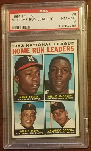 1964 Topps 9 Nl Home Run Leaders Psa 8 Hank Aaron Willie Mays Mccovey Cepeda
