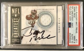 Jerry Rice Autographed 2011 Playoff National Treasures Jersey Card Psa 10