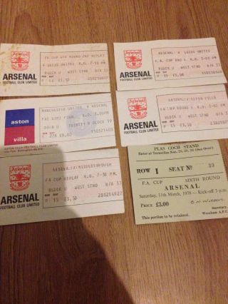 Arsenal Tickets 1978 1983 Vintage