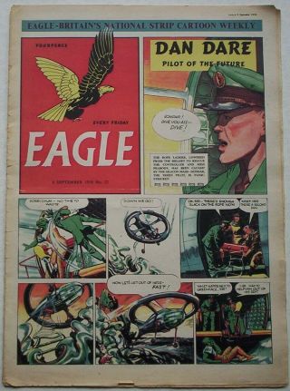 1950 Vintage " Eagle " Comic Vol.  1 22.  Dan Dare.  Cutaway Of A Diesel Tramp Ship.