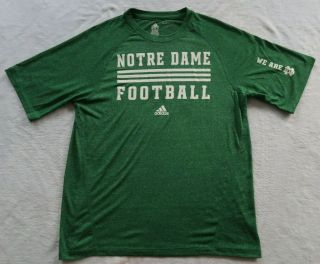 Notre Dame Irish Football Mens Polyester Clima Lite Ss Green T Shirt By Adidas S