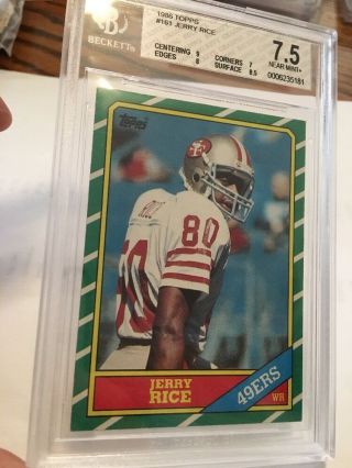 1986 Topps Football Complete Set Nm W/ Jerry Rice - Bgs 7.  5 Near,  9 Centering