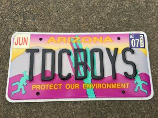 Tdcboys Vanity License Plate - Arizona Protect Our Environment Specialty Dmv Iss